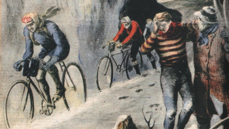 Newspaper illustration of the 1910 edition of Milano-Sanremo